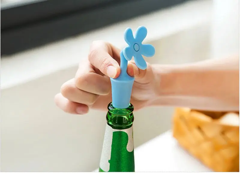 Creative Flower Design Bottle Stopper Colorful Silicone Wine Stopper Vacuum Sealed Champagne Drinks Bottle Caps Wine Pourer Stop