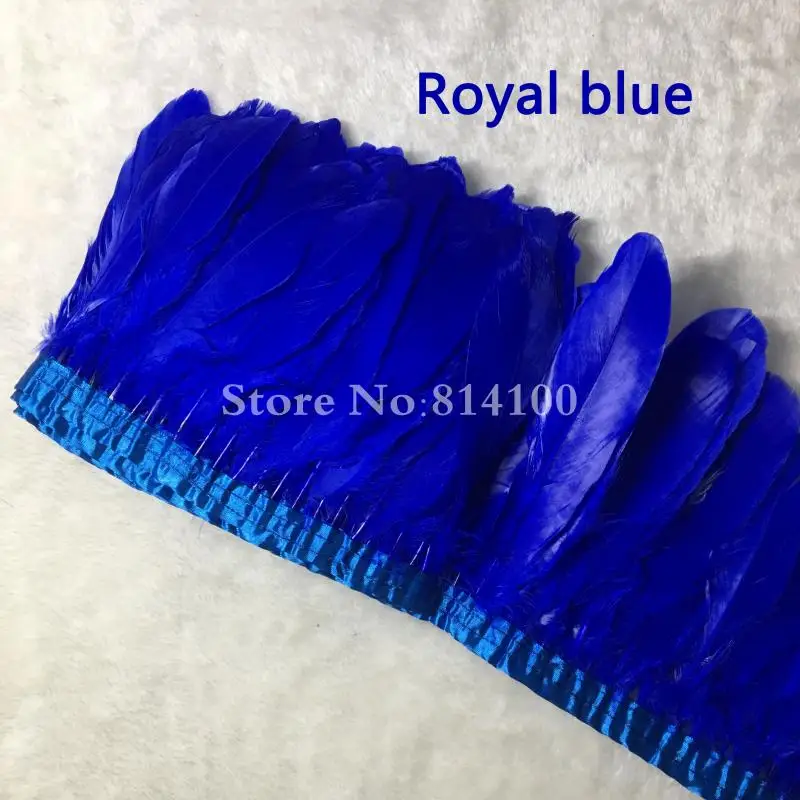 Royal blue 2 м/лот черный белый красный розовый желтый украшение из гусиных перьев бахрома отделочная лента полоса для вечерние аксессуары для одежды ремесло - Цвет: Royal blue