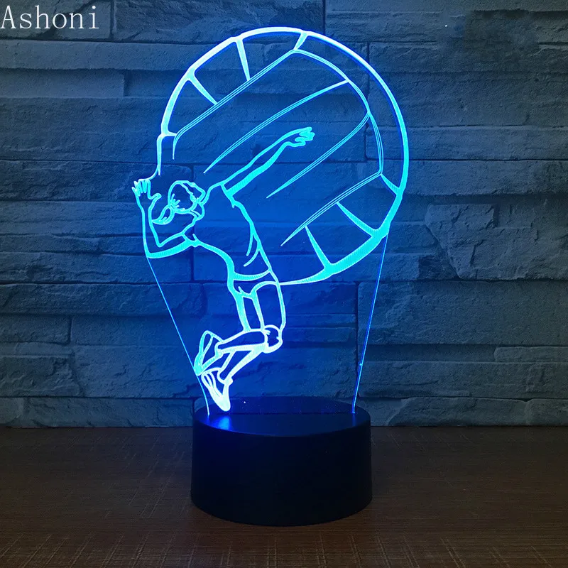 NEW Play Volleyball Player 3D Table Lamp LED Night Light 7 Colors Changing Bedroom Sleep Lighting Home Decor Gifts | Лампы и освещение