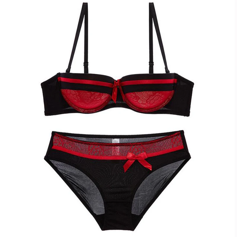 CR Intimates 2017 Half Cup Invisible Bra Set Sexy Lingerie Lace Push Up Bras Women Bandeau Bra Underwear WI500