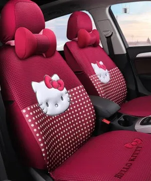 Женский комплект для девочек на четыре сезона с милым розовым рисунком Hello автокресло для котов - Название цвета: Белый