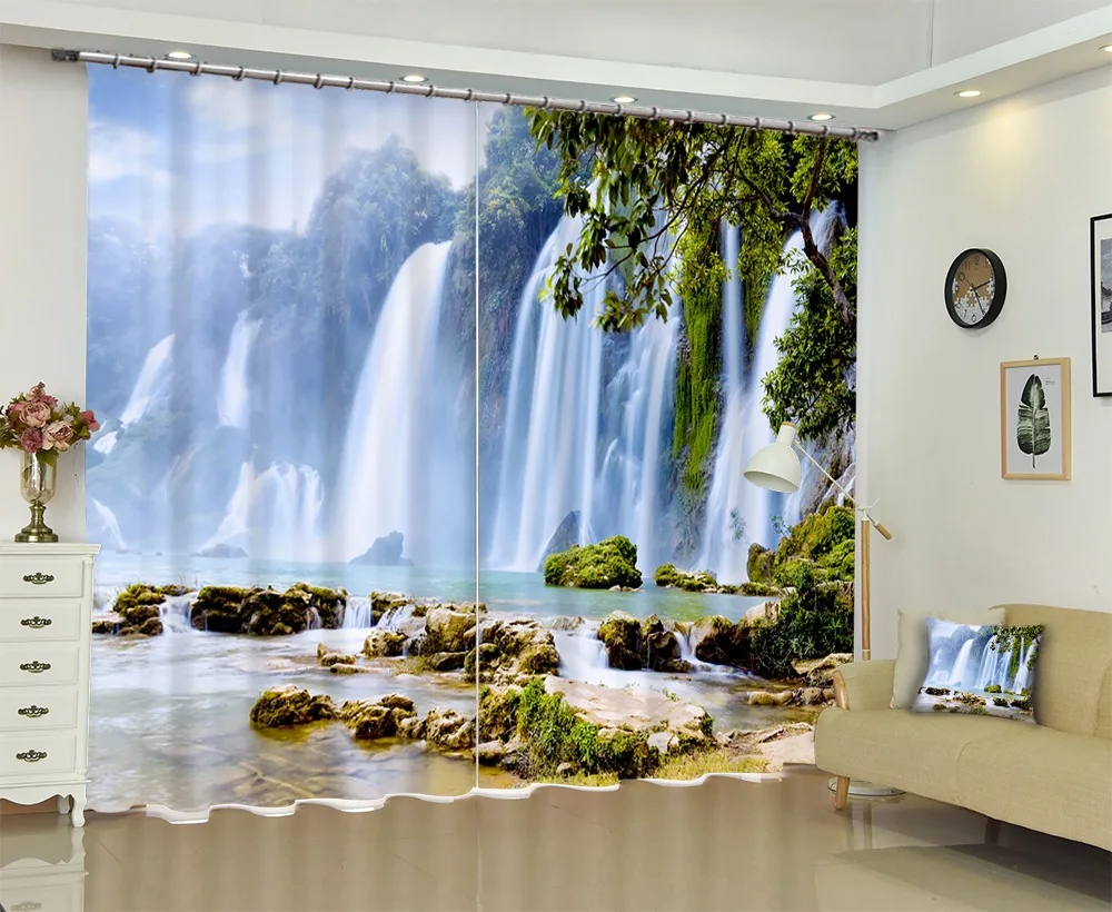 

Иллюстрация водопада, 3d-занавески, затемняющие шторы с принтом для постельного белья, гостиной