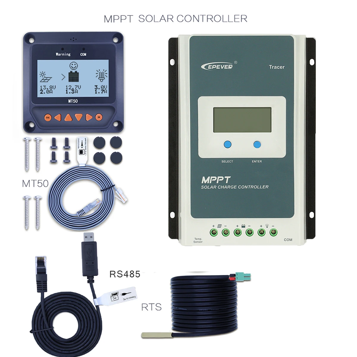 10AN-MT50-RS485-TSR EPEVER 1210AN TracerAN серии MPPT 10A 12 в 130 Вт 24 в 260 Вт Авто лучшая панель солнечных батарей с зарядным устройством с ЖК-дисплеем контроллер солнечной зарядки - Цвет: 10AN-MT50-RS485-TSR