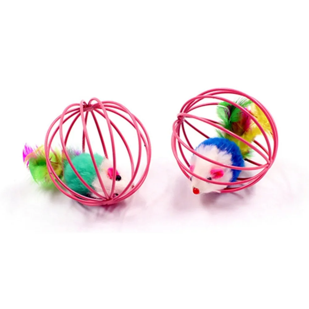Случайные цвета смешные игрушки ложная мышь в крысиной клетке мяч кошка котенок