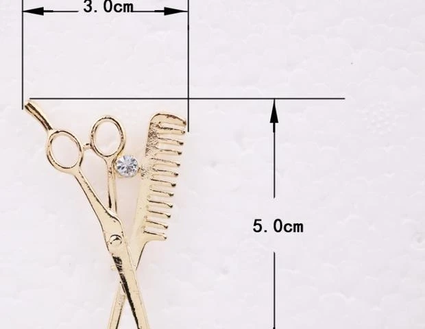 Мини Стразы золотого цвета унисекс модная брошь-Расческа в форме ножниц