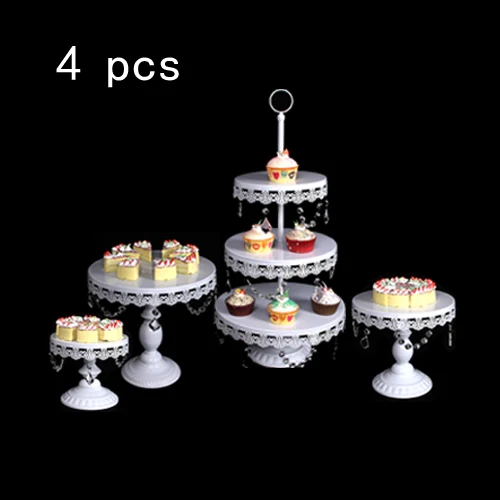 4pcs white Белые подставки от кашля, свадебные подставки для кексов, набор стеклянных купольных хрустальных конфет, украшения, инструменты для выпечки от кашля, Набор 4-18 штук - Цвет: 4pcs white