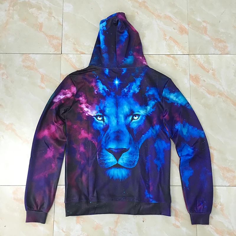 Мужские и женские толстовки с капюшоном Firstborn by JoJoesArt Galaxy Lion 3d принтом в виде