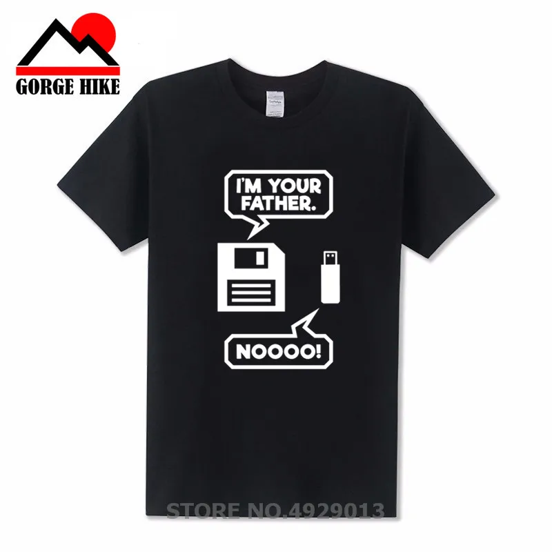 Забавный компьютер USB Floppy Disk I am Your Father Футболка Мужская хлопковая футболка с