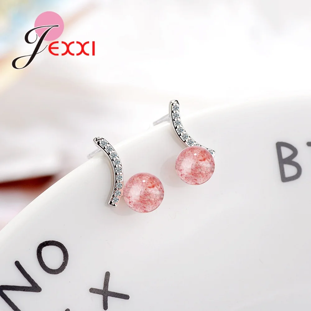 Модные популярные корейские серьги с клубничным камнем для женщин женские