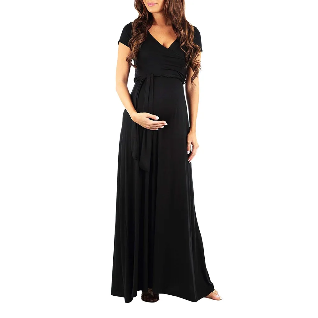 Платья женское платье для беременных с V-образным вырезом коротким рукавом