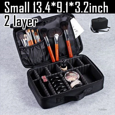 Black Small 2 Layers YCBXBAO, фирменные профессиональные косметички, чехол, большая косметичка на молнии, чехол, сумочка, чемодан-органайзер bolca de maquiagem - Цвет: Black Small 2 Layers