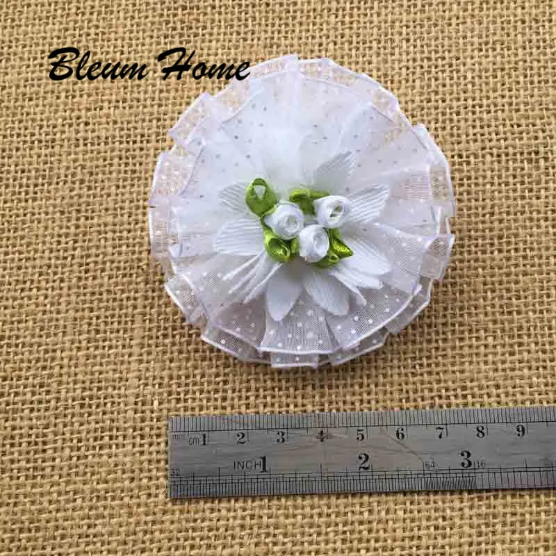 2 шт. пышные однотонные кружевные заколки для волос в белый горошек с большим