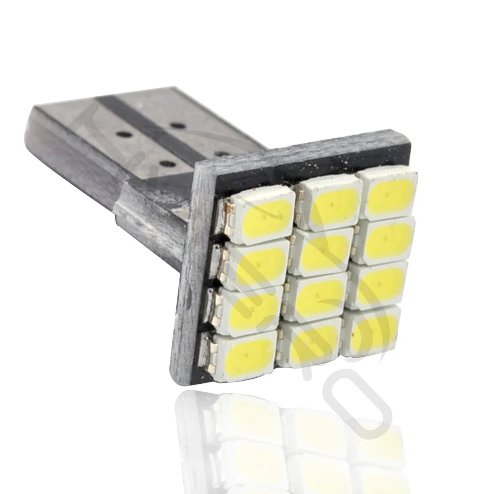T10 W5W Canbus Белый 1206 12SMD светодиодный автомобиля задние фонари приборной панели светильник AC/DC 12V парковка светильник боковые габаритные клиновая лампа света угловая лампочка