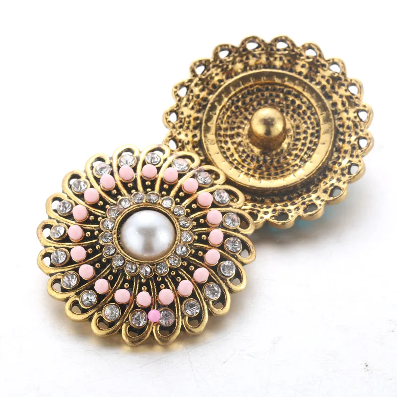 

18mm Rhinestone Flower Snap button Boom Life Women Snap Jewelry Fit Snap Bracelet Necklace Jewelry 4557