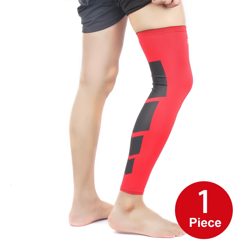1 pcs red ArbotLong футбольные Леггинсы 1 пара лайкра дышащий компрессионный теленок рукав спортивный коленный протектор снаряжение для мужчин велосипедные гетры - Цвет: 1 pcs red