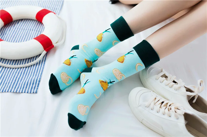 New Unisex Men Women Art Painting Fruit Socks Cotton Fashion Socks Winter Warm Crew Socks Harajuku Funny Socks Cute High Hosiery