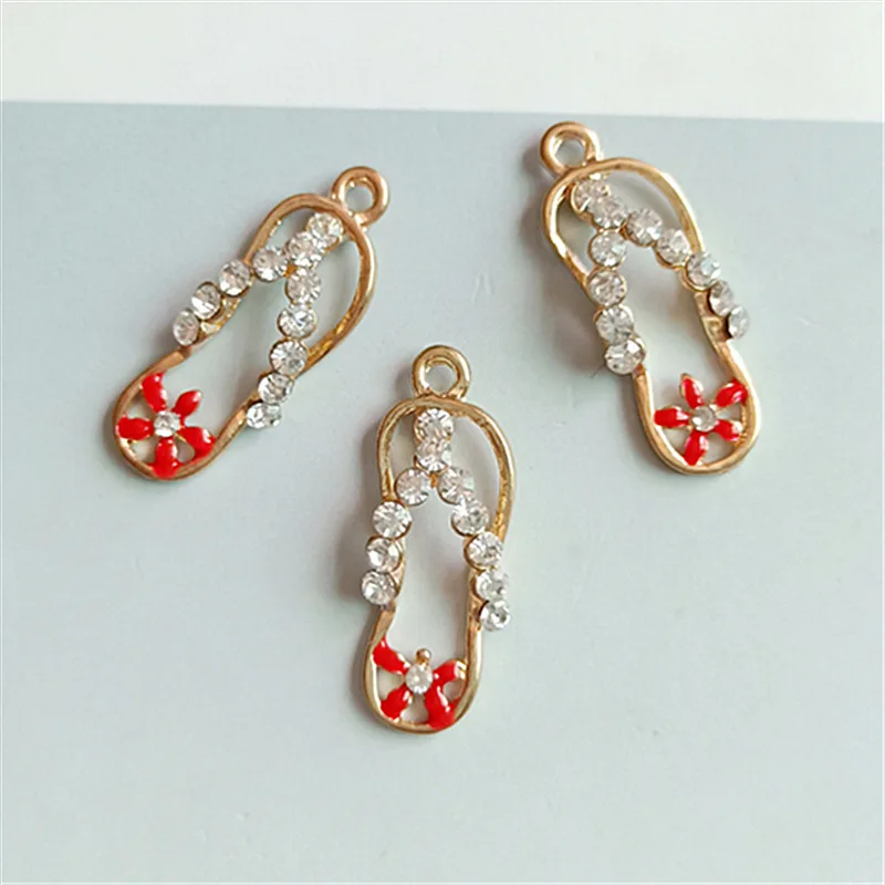 Эмалированные шлепанцы со стразами 10 шт./лот шармы сделай сам изготовление