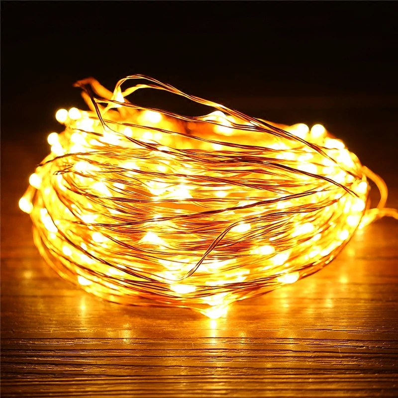 

LED Garland Copper Wire Fairy String lights on Battery 3M 10M Waterproof Holiday Decoration for New Year Valentine's Day Xmas