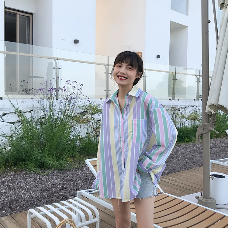 Повседневная винтажная клетчатая рубашка женские летние рубашки kawaii Ulzzang милые