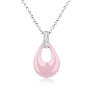 Pink Necklace Модное голубое розовое ожерелье в форме капли воды для женщин и девушек, вечерние ювелирные изделия, модное ожерелье в форме капли воды с танцующим кристаллом - Окраска металла: Pink Necklace