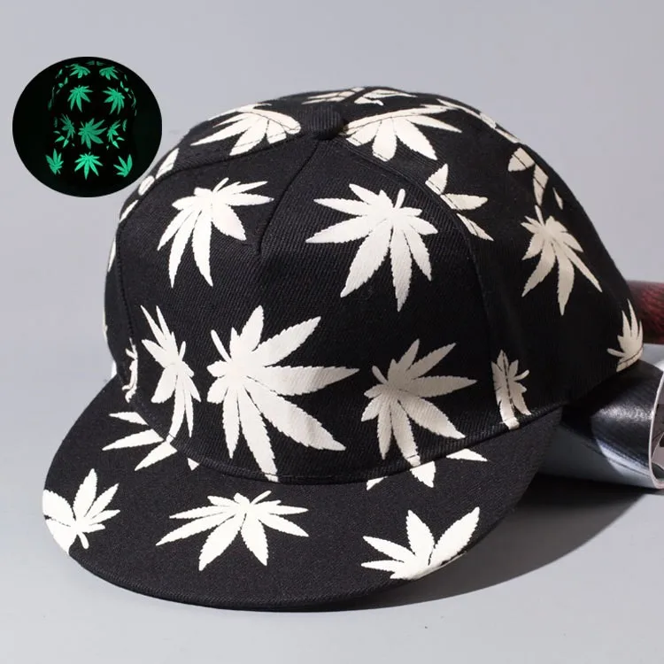 Модная женская и мужская флуоресцентная хип-хоп шляпа светящаяся Gorras Конопляный лист бейсболки флуоресцентные Casquette snapback парусиновая шляпа