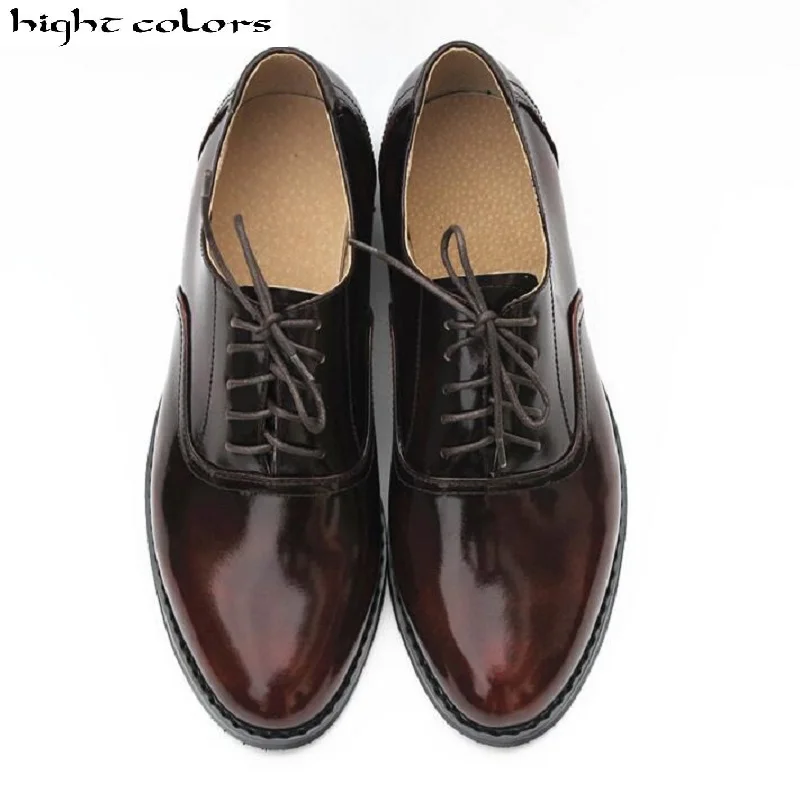 Женские туфли оксфорды из натуральной кожи в британском стиле ретро Лоферы