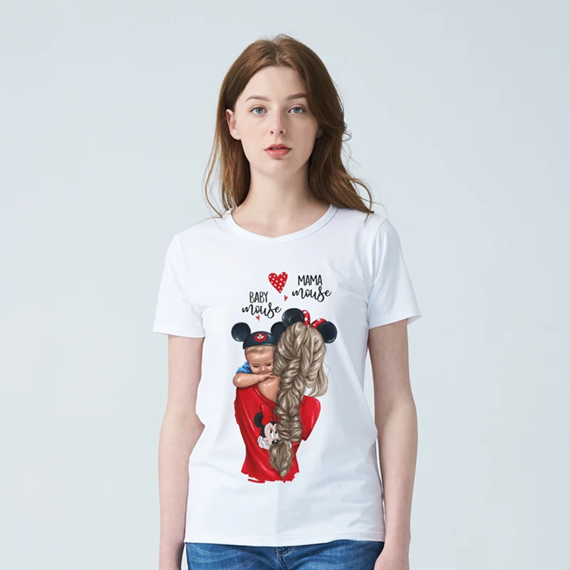 ZSIIBO/одинаковые футболки для мамы и дочки в Корейском стиле; Kawaii/модный белый костюм для девочек; женский топ; CX6L216