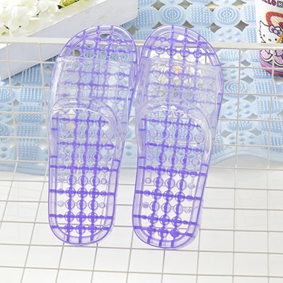 purple Тапочки для ванной; женские летние домашние Нескользящие массажные сандалии и тапочки; домашние тапочки с толстыми кристаллами - Цвет: purple
