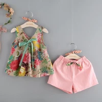 2 3 4 5 6 7 8 year toddler girls clothes sleeveless vest pink shorts children clothing set summer casual kids outfits for girl