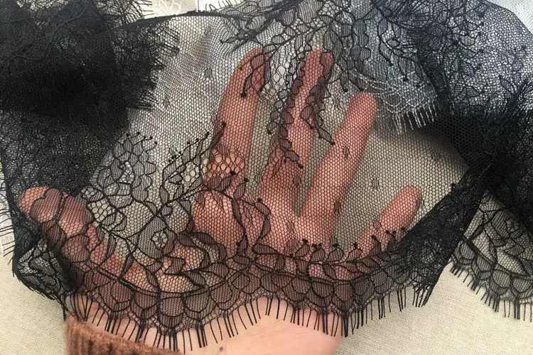 Ширина 18 см белая черная Цветочная вышитая кружевная лента для украшения одежды