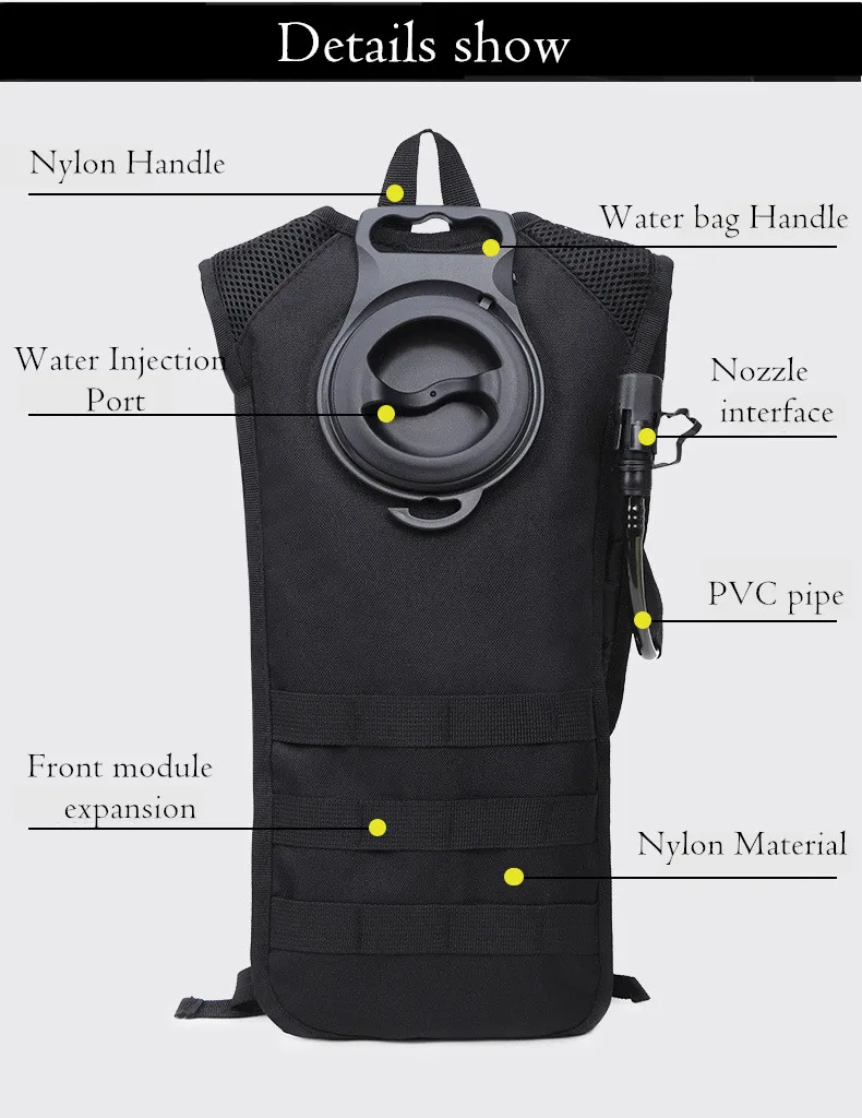 Открытый 2.5L большой мешок воды Molle Гидратации Рюкзак Пакет Военная Тактическая Охота Велоспорт Туризм Кемпинг езда компактный кожи