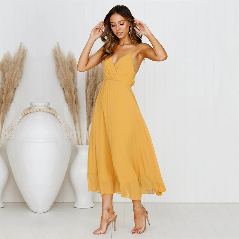 Сексуальное женское длинное платье с v-образным вырезом без рукавов открытой