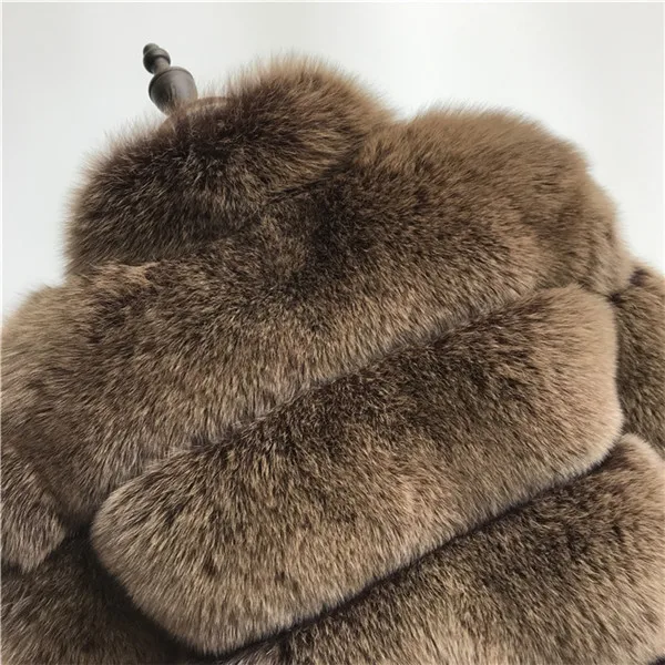 Натуральное меховое пальто женская зимняя куртка розовая полная пелта Роскошная верхняя одежда из натурального меха лисы Меховая куртка верхняя одежда из натурального меха лисы пальто для женщин - Цвет: Chocolate