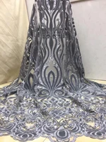 grey embroidered glitter sequence african velvet lace fabrics 2019 high quality bridal nigerian wedding french tulle mesh laces