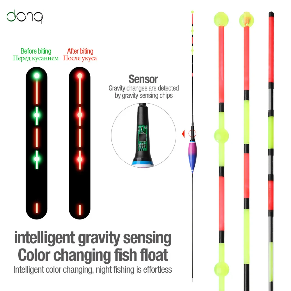 

DONQL Electronic Fishing Float Luminous Glowing Fish Bite Bait Bobber Sink Smart LED Light Color Change Flotador Fishing Tackle