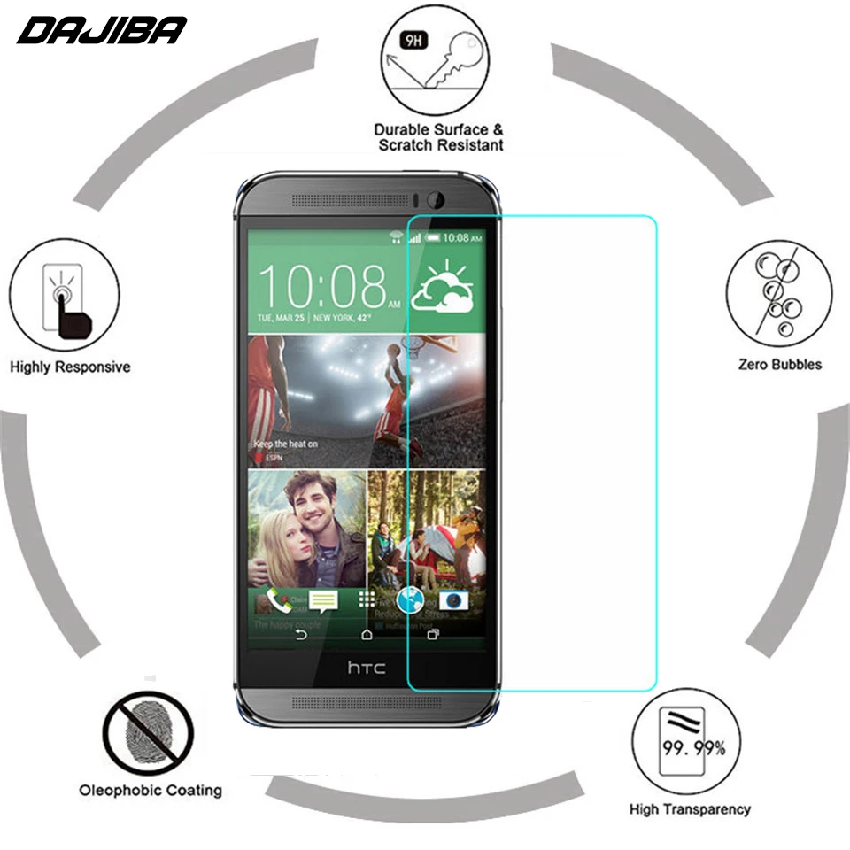 2.5D 9H Премиум Закаленное стекло пленка для HTC One Max T6 Ультра тонкий экран протектор