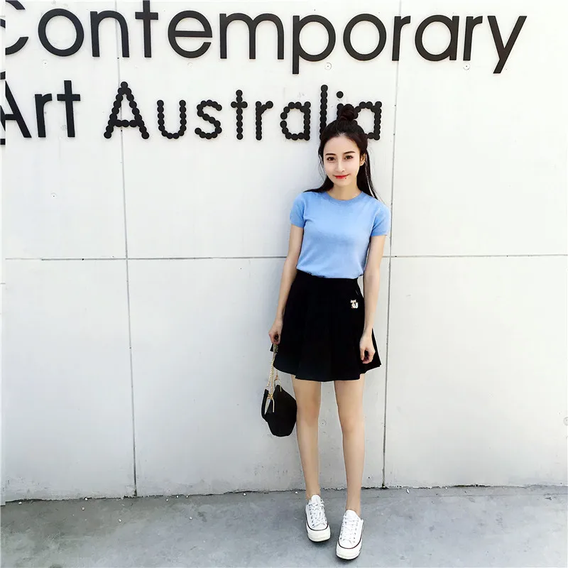 Новинка 2019 стильные летние пуловеры Милая Короткая рубашка с коротким рукавом