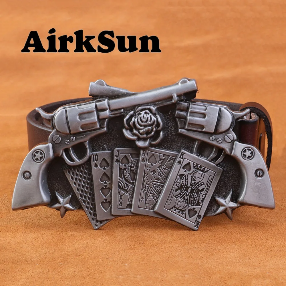AirkSun2017 Punk Playing cards Buckle for men Cowskin Soild Mens belts luxury Genuine leather wide Big Size Belt Men Ceinture | Аксессуары