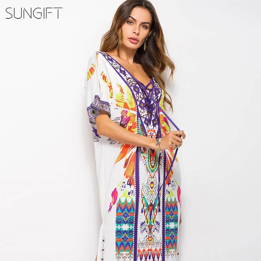 SUNGIFT женское платье в африканском стиле с принтом Дашики на лето коротким рукавом