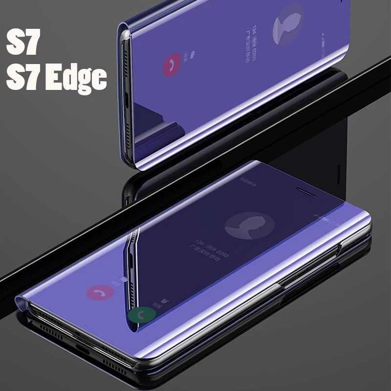 Откидной Чехол для телефона с умным зеркалом чехол Samsung galaxy S7 Edge S 7 S7edge жесткий