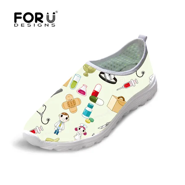 Кеды forudesigns для женщин; Милая женская летняя повседневная прогулочная обувь с принтом медсестры; удобная Пляжная обувь на плоской подошве; светильник; обувь для студентов - Цвет: H5807AA