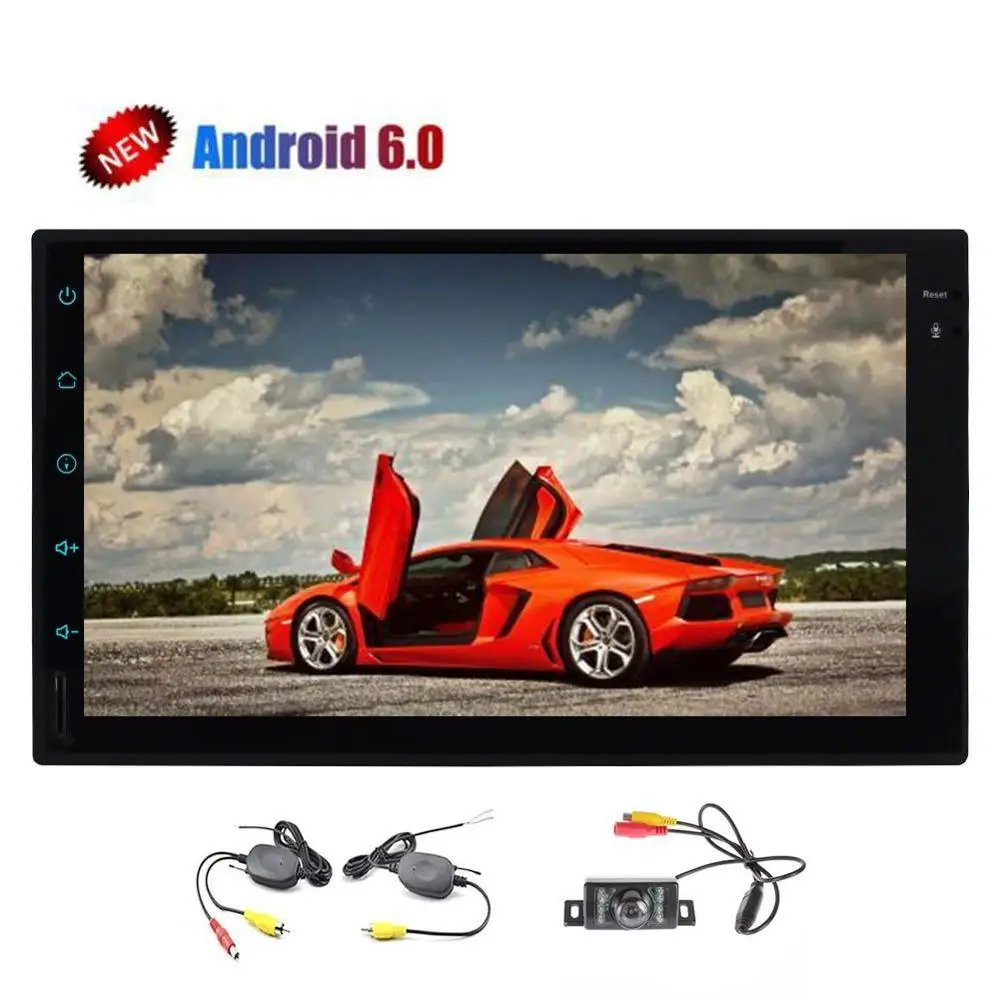 Беспроводная камера заднего вида + Android 6 0 Автомобильная стерео gps 2Din навигация 7