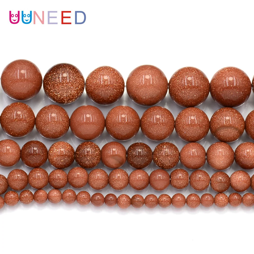 UUNEED из золотого песчаника бусины DIY браслет с подвеской сделай сам ожерелье