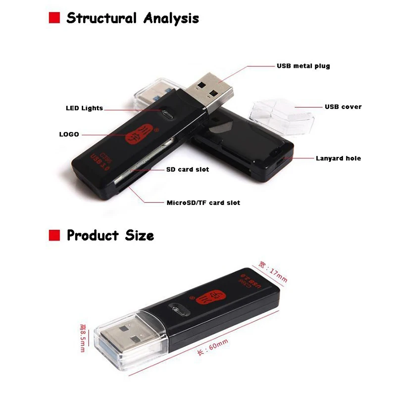 Устройство чтения карт Microsd Kawau USB 2 0 поддерживает до 128 ГБ со слотом для SD C296