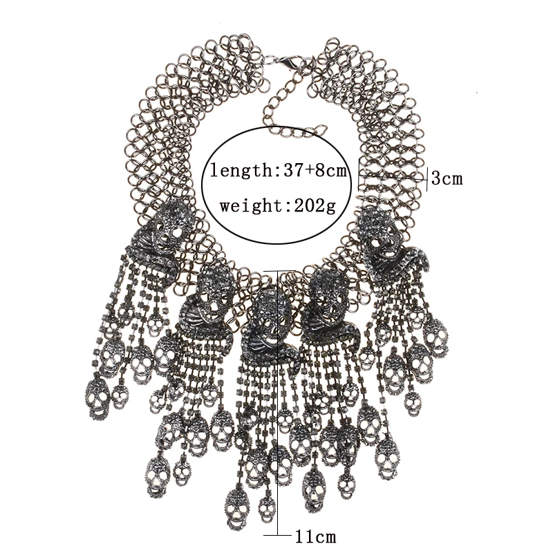 Женское винтажное крупное ожерелье с черепом массивное чокер|necklace piece|necklace