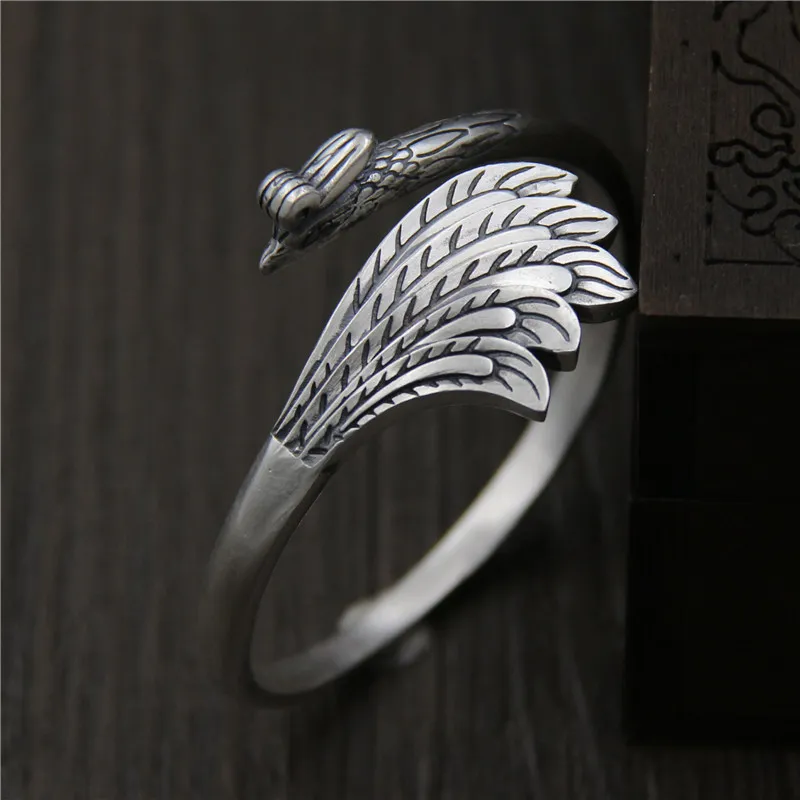 

C&R Real 999 Sterling Silver bangles for women bracelet Palace vintage carved Phoenix opening bracelets female Fine Jewelry