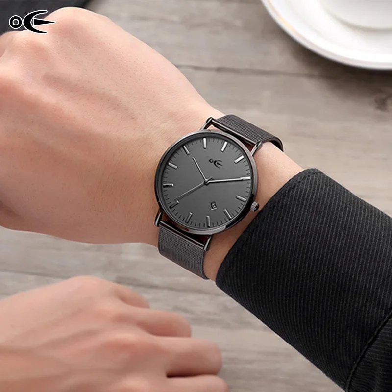 Кварцевые наручные часы модными стали группа водонепроницаемый студент ультра