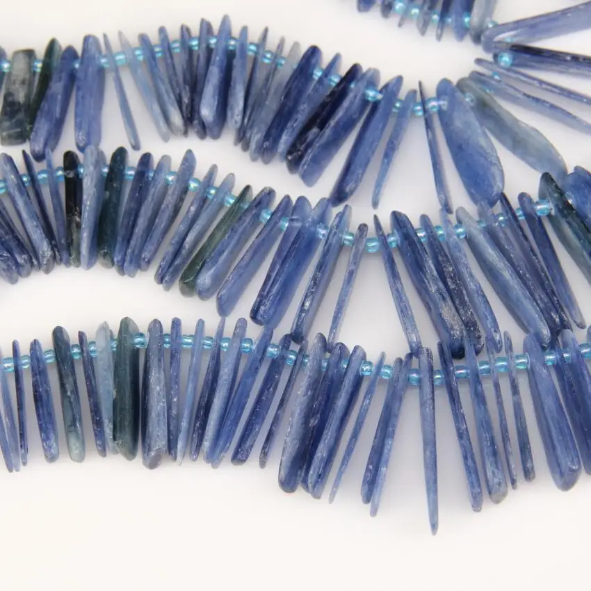 Slice Loose Bead Blue Kyanite Top Drilled Stick Points Pendants Beading Jewelry strand Raw Natural Stone Spike Necklace | Украшения и
