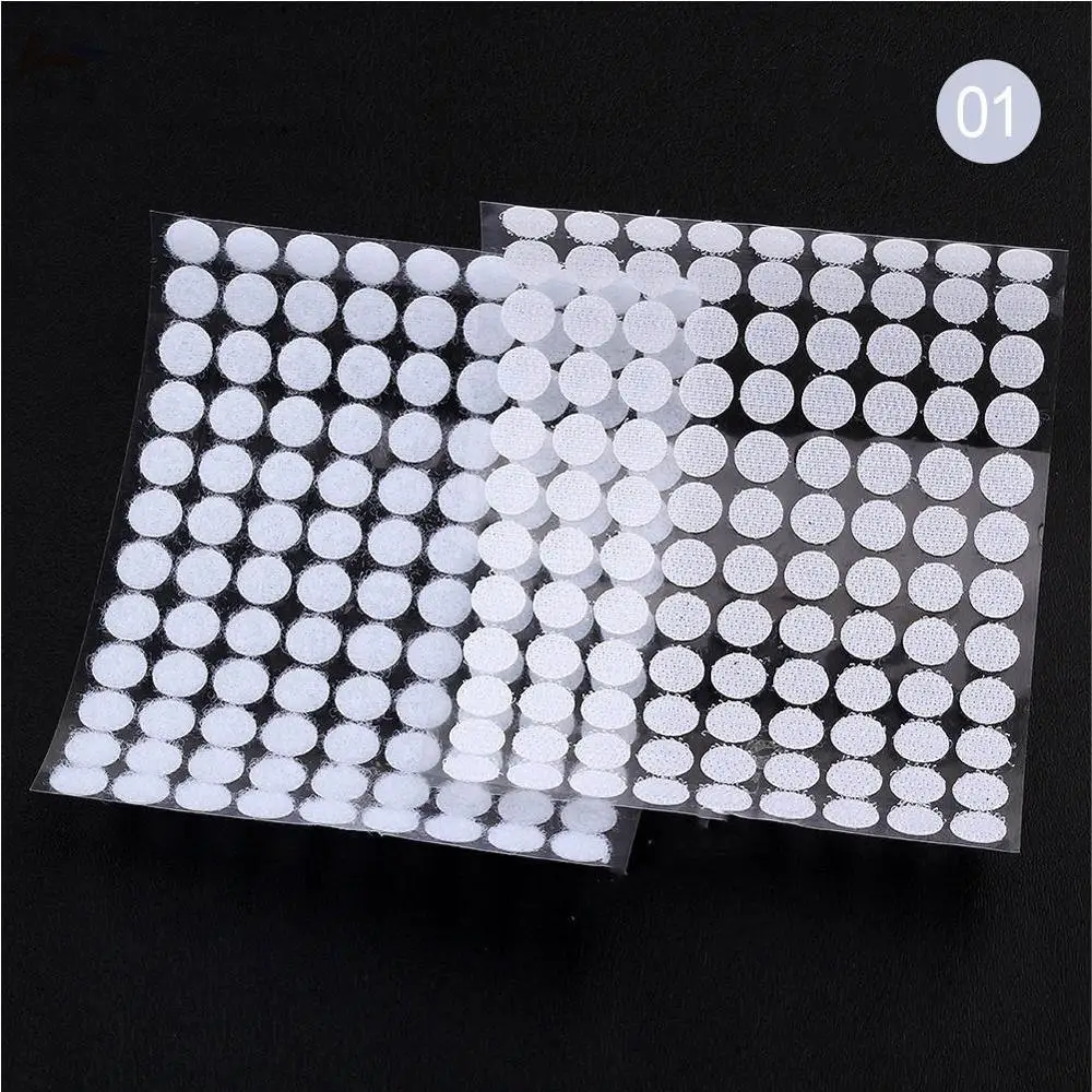 White 10mm 100pairs 100 пар 10 мм Цветная Клейкая крепежная лента в горошек липучка и петля Волшебная Наклейка круглая прочная Самоклеящаяся Двойная блокирующая волшебная лента - Цвет: White 10mm 100pairs