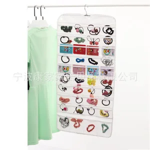 

80 Lattices Non-woven Fabric PVC Jewelry Hanging Storage Bags Double-sided Household Jewelry Hanging Organizer
